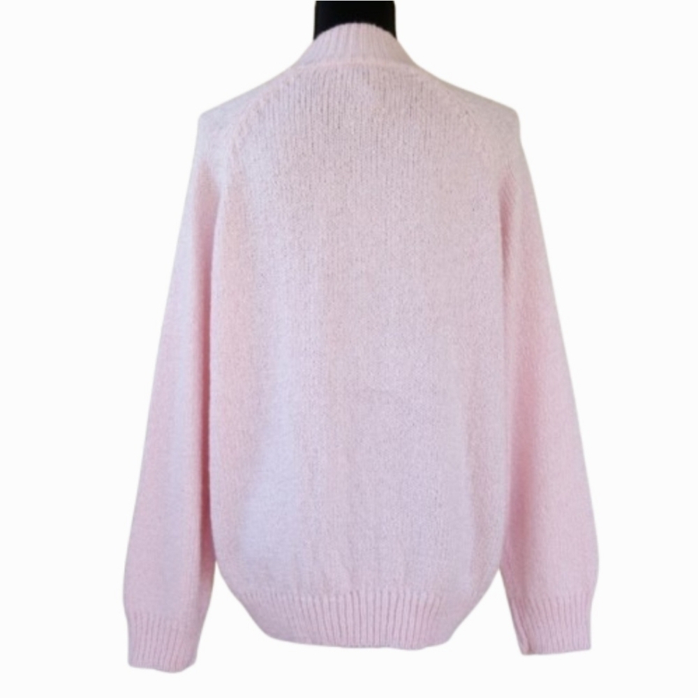 Karen Scott Pink Half Cable Knit Mock Neck Sweater (L) - Picture 5 of 11